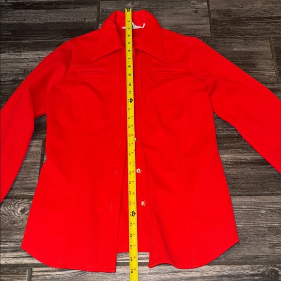 Vibrant Red Casual Button Down Shirt 60s 70s small - Picture 6 of 7